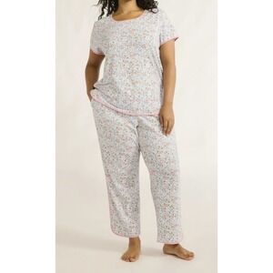 Joyspun Womens Lightweight Sleep Tee and Pants Set 2-Piece Vivid White Size M
